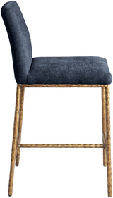 Reeves - Chenille Fabric Upholstered Counter Stool (Set of 2) - Gold Base