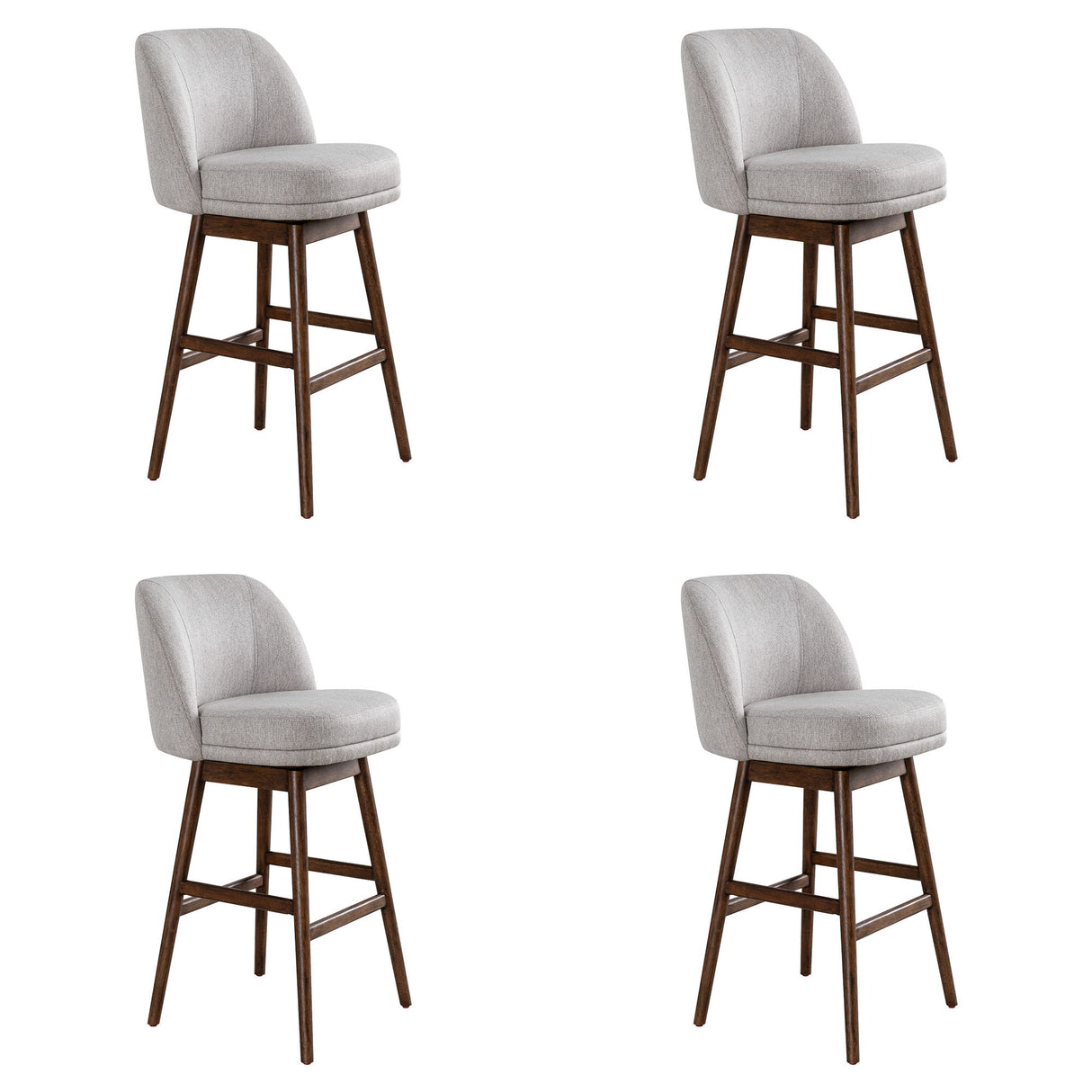 Sadie - Solid Wood Upholstered 30" Bar Height Swivel Barstool
