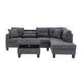 Camden - Power Sectional Sofa With Storage Ottoman And Built In Charging Ports - Gray