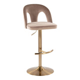 Ava - Upholstered Adjustable Barstool (Set of 2) - Gold Base
