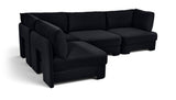 Hammond - Velvet Performance Fabric Upholstered 4 Piece Armless Sectional
