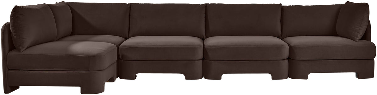 Hammond - Velvet Performance Fabric Upholstered 5 Piece L-Shaped Sectional