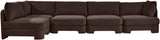 Hammond - Velvet Performance Fabric Upholstered 5 Piece L-Shaped Sectional