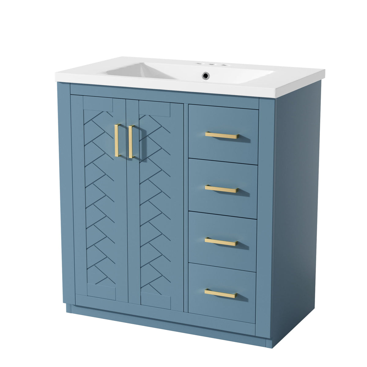 Bathroom Vanity With Sink, Storage Cabinet, Freestanding Set With 3 Drawers & Soft Closing Doors