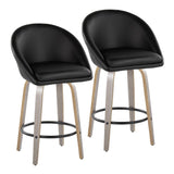 Matisse - 26" Highback Fixed-Height Counter Stool With Swivel And Round Chrome Metal Footrest (Set of 2) - Light Gray Wood