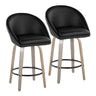 Matisse - 26" Highback Fixed-Height Counter Stool With Swivel And Round Chrome Metal Footrest (Set of 2) - Light Gray Wood