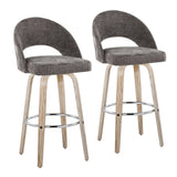 Renee - Upholstered Fixed-Height Barstool (Set of 2) - Whitewashed Wood