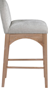 Waldorf - Chenille Stool With Natural Legs