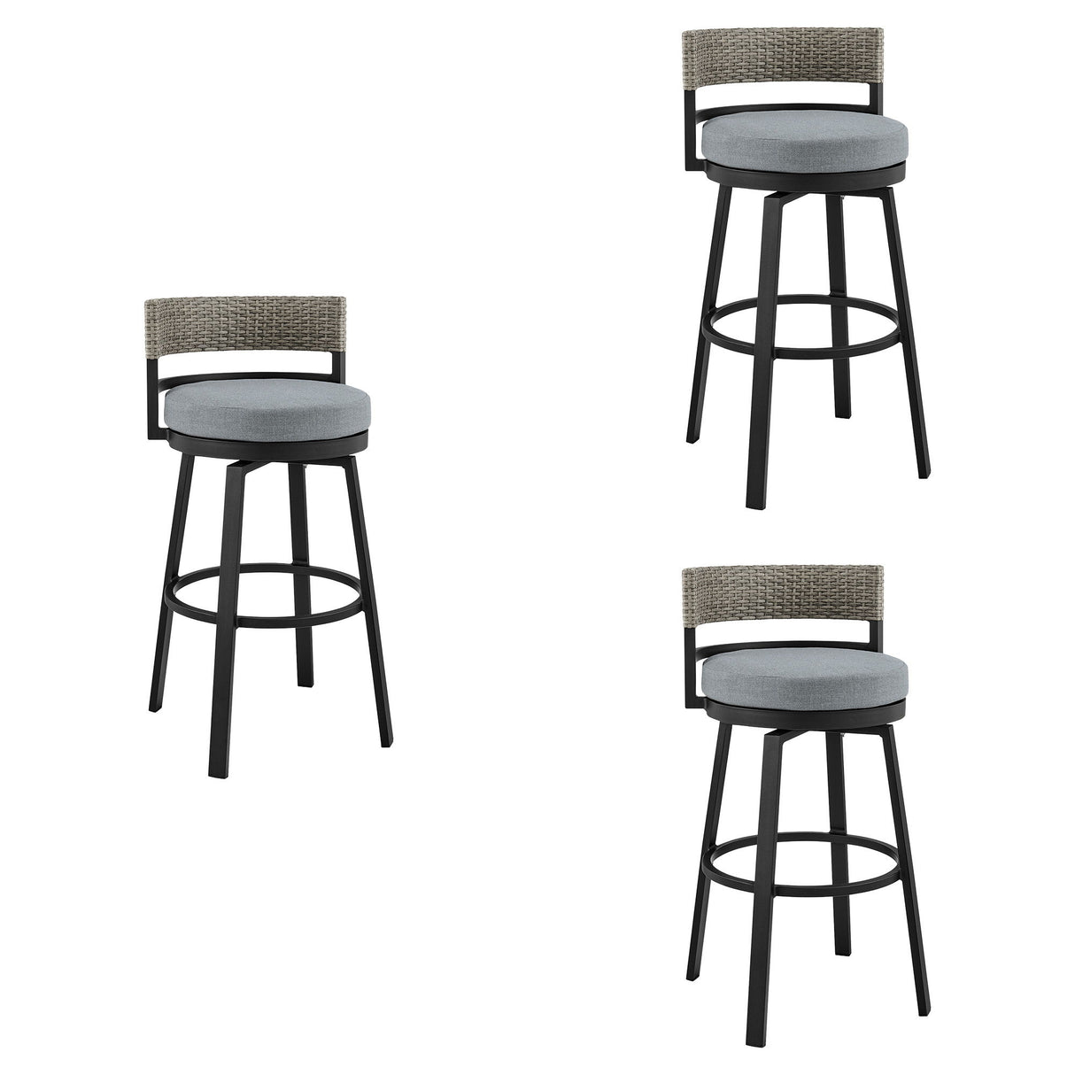 Encinitas - Outdoor Patio Counter Height Swivel Bar Stool Set