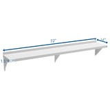 12" x 72" 18-Gauge Stainless-Steel Heavy Duty Wall Shelf, WMSH-1272.