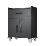 Rolling Metal Tool Storage Cabinet, Lockable Garage Storage Cabinet, Locking Metal Storage Cabinet With Wheels, Rolling Tool Chest, Assembly Required - Black