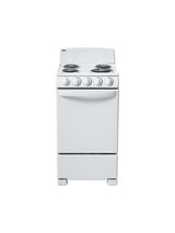 Danby DER203W 20-inch electric range in white, front view