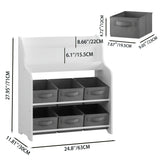 Bookshelf With 6 Storage Bins, Multi Functional Children's Bookcase And Toy Organizer - White
