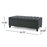 Contemporary Storage Ottoman With Tufted Top - Dark Gray