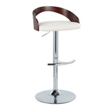 Grotto - Adjustable Barstool - Chrome Metal, Mahogany Wood