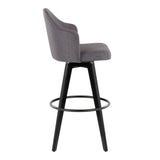 Ahoy - Upholstered Fixed-Height Barstool (Set of 2) - Black Base, Black Footrest