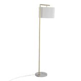Fran - Floor Lamp - Gold Metal, White Marble, And White Linen Shade