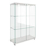 Modern Display Cabinet With LED Lights, Transparent Tempered Glass 2 Door Storage Case With 3 Shelves