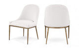 Ferro - Linen Textured Performance Fabric Upholstered Dining Side Chair - Cream / Brushed Gold