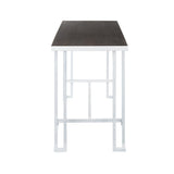 Roman - Industrial Counter Table - Vintage White Metal And Espresso Wood-Pressed Grain Bamboo