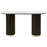 Clayten - Sofa Table - White Natural Marble Top & Espresso