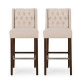 Solstara - Upholstered Dining Barstool With Button Tufted And Wing Back