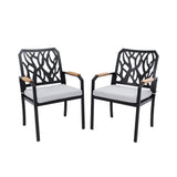 Outdoor Patio Stationary Dining Chairs With Outdoor Grade Sunbrella Cushions, Branch Like Backrest (Set of 2) - Bourbon Brown