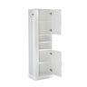 Tall Freestanding Bathroom Storage Cabinet With Adjustable Shelves And Side Hooks Board, Rectangle Design