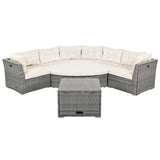 Patio Furniture Set Outdoor Daybed Rattan Sectional With Cushions And Center Table