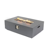 Volon - Rectangular Fire Pit Table, Propane Powered, 50,000 BTU - Light Gray