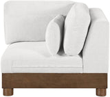 Turin - Chenille Fabric Upholstered Modular Corner Chair - Walnut Base