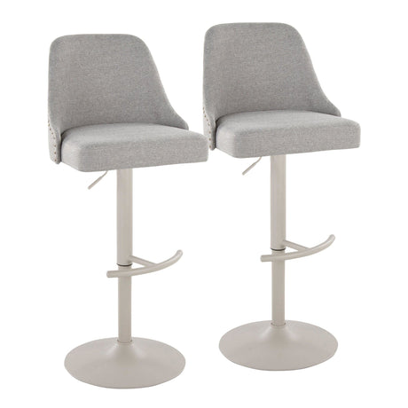 Studded - Marcel Adjustable Barstool (Set of 2) - Pearl Grey Metal