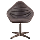 Pipino - Accent Chair With Swivel - Antique Ebony Top Grain Leather