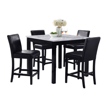 5 Piece Counter Height Dining Set With Table And Upholstered Chairs