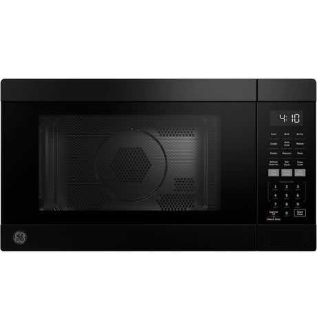 GE GCST10A1WBB 1.0 cu ft countertop convection microwave oven with air fry in Black - front view