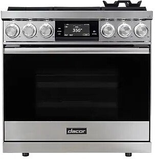 Dacor DOP36C86DLS/DA 36 inch dual fuel range silver stainless steel - front product photo