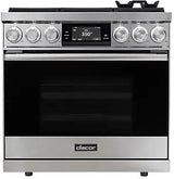 Dacor DOP36C86DLS/DA 36 inch dual fuel range silver stainless steel - front product photo