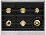 Dacor DOP36C86DLS/DA 36 inch dual fuel range silver stainless steel - cooktop top view