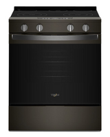 Whirlpool WSES4530TV black stainless electric range front