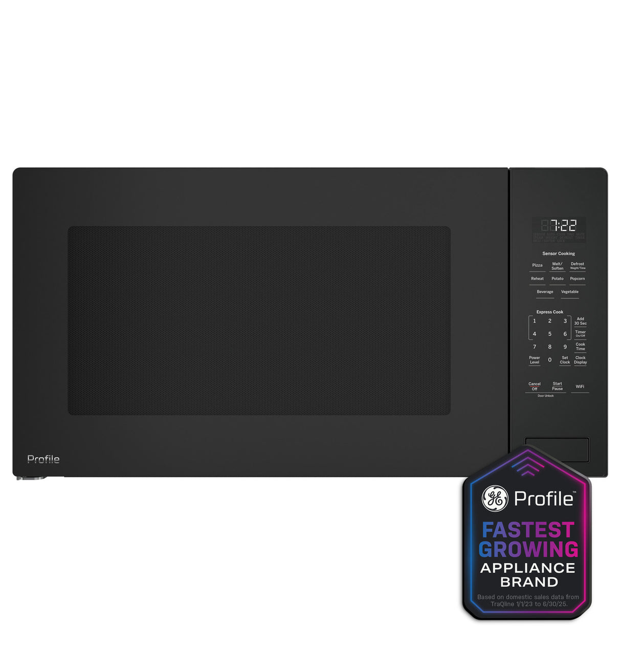 GE Profile PCWK22U1WDD 2.2 cu. ft. built-in sensor microwave oven front view