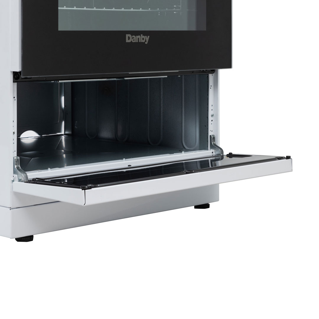 Danby DR24V1WGLP gas range storage drawer detail