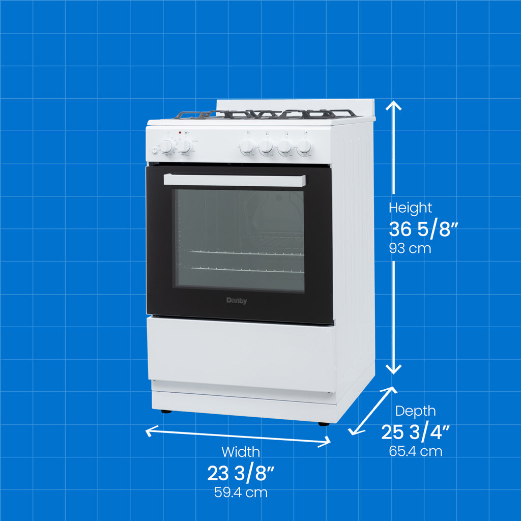Danby DR24V1WGLP gas range dimensions diagram