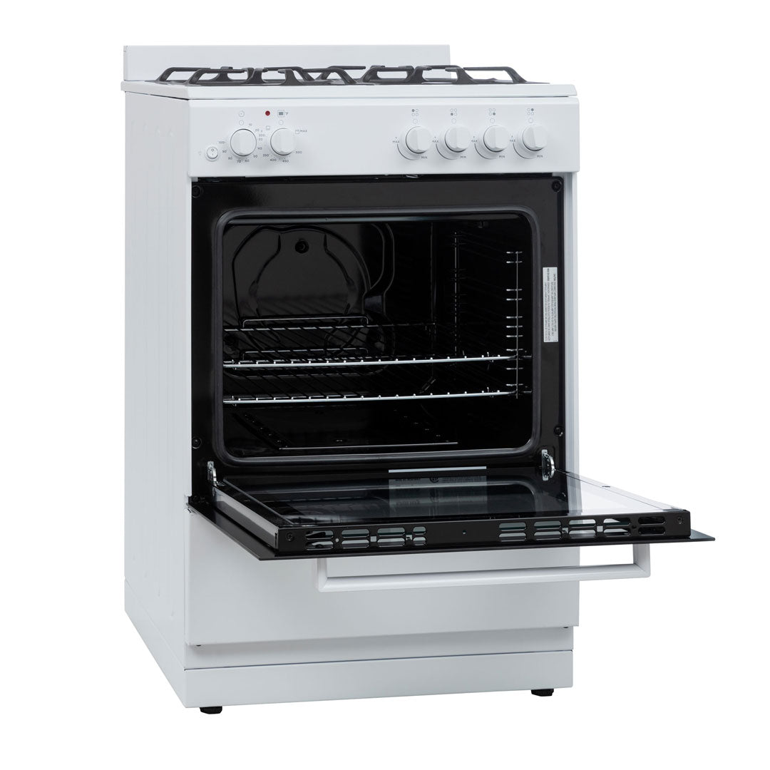 Danby DR24V1WGLP gas range oven open, right angle
