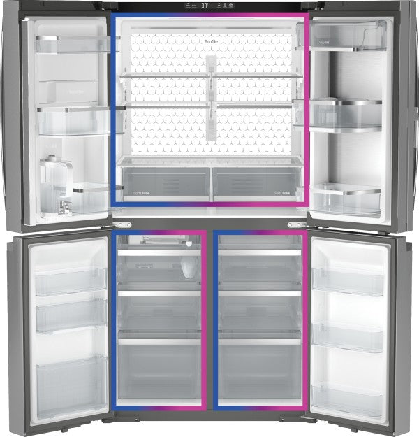 GE Profile ENERGY STAR 28.4 Cu. Ft. Quad-Door Refrigerator with Dual-Dispense AutoFill Pitcher and Door in Door - PAD28BYTFS