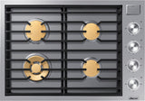 Dacor DTG30M954FS 30 Inch Gas Cooktop front view in Silver Stainless