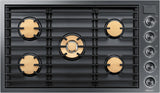 Dacor DTG36M955FM 36 Inch Gas Cooktop Graphite Stainless front view