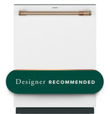 Café CDT888P4VW2 24-inch CustomFit smart dishwasher in Matte White with brushed bronze handle