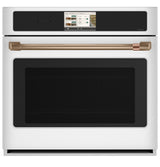 Café CTS90DP4ZW2 30 inch smart single wall oven in matte white, front view