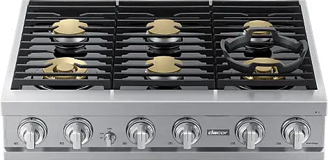 Dacor DTT36T960GS 36 Inch Gas Rangetop angled view