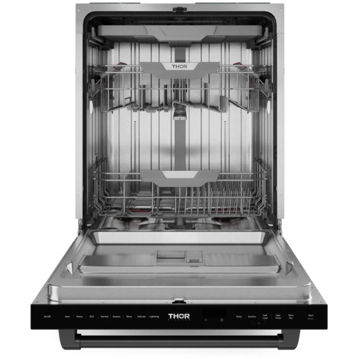 Thor Kitchen Gordon Ramsay DW24X8BA00BRZ Dishwasher, 24 inch Exterior Width, 49 dB Decibel Level, Fully Integrated, Stainless Steel (Interior), 8 Wash Cycles, 15 Capacity (Place Settings), 3 Loading Racks, Matte Black (Bronze Handle) colour